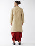 Vastramay Men's Beige And Maroon Silk Blend Kurta And Dhoti Set